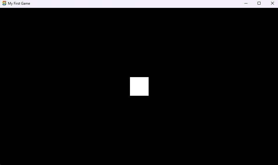 White square in the center of the screen